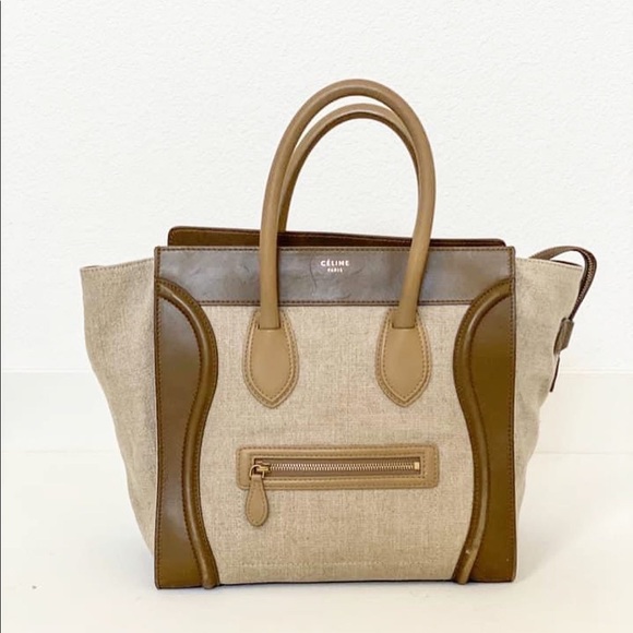 CELINE Mini Luggage in Smooth Calfskin Natural Canvas - Picture 1 of 7